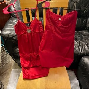 2 Dresses 1 Price - Satin Red Party Dresses